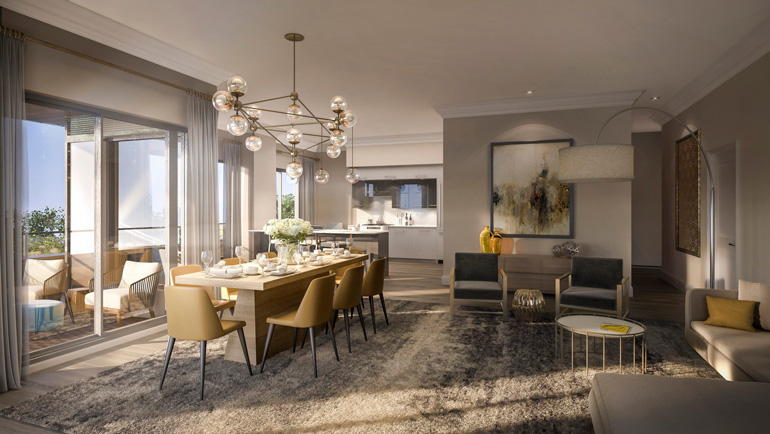 Rendition of a Living Room at The Davies Luxury Condo