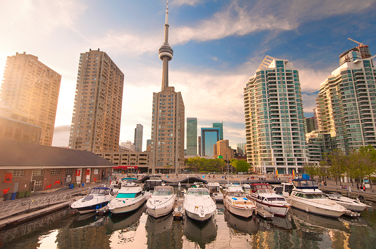 Harbourfront in downtown Toronto with Condo buildings in the background